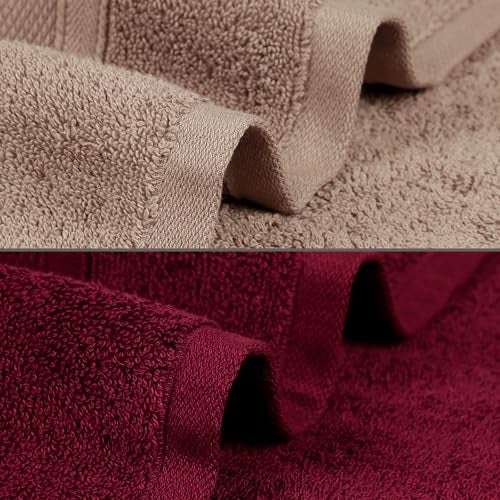 MYTRIDENT Soft Comfort Air Rich 100% Cotton Towels for Bath, 500 GSM Large Size Bathroom Towels for Men/Women, 2PC Bath (69 cm x 137 cm), Acorn and Wine Red - Image 5