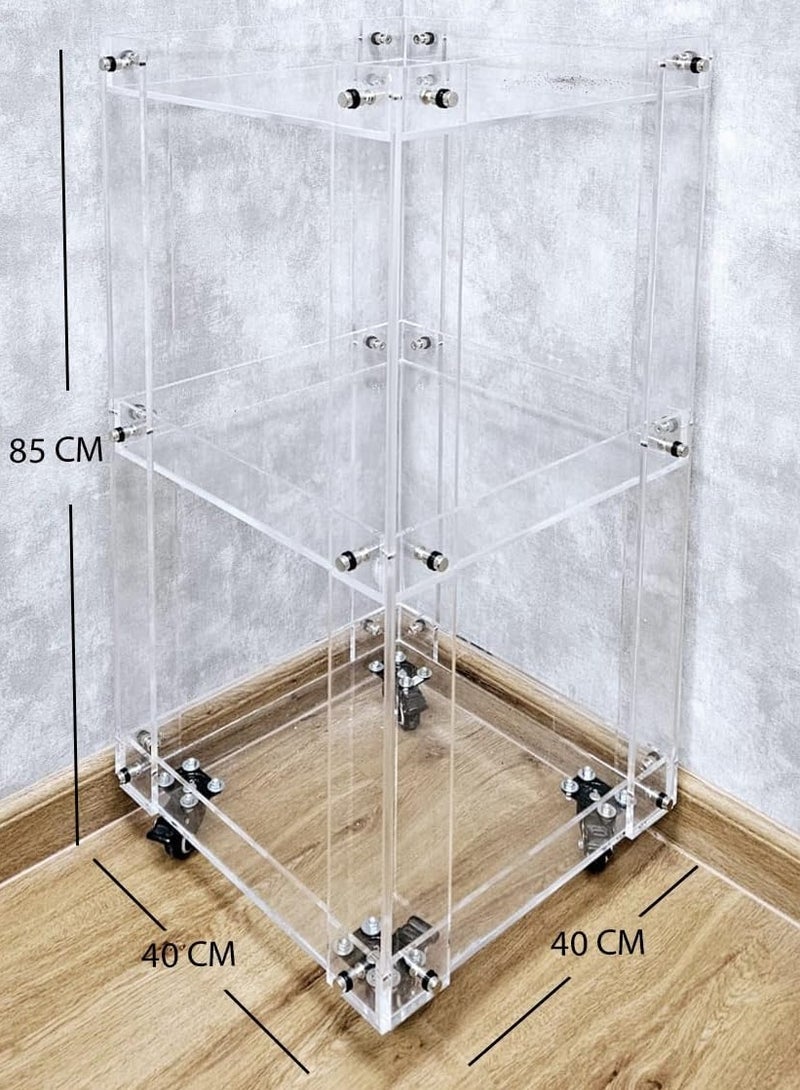 TPGP Acrylic Serving Tray Trolly of Ramadan sweets and dates || Ramadan Zagharif || Ramadan decor Table Boxes || Size 40x40x85cm CLear - Image 2