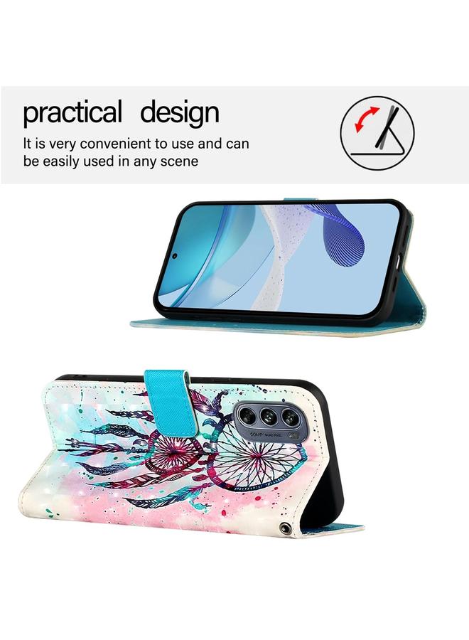 اس-توب جراب لهاتف Motorola Moto G62 5G عالمي / هندي، جراب هاتف جلدي أفقي قابل للطي برسومات ثلاثية الأبعاد - Image 3