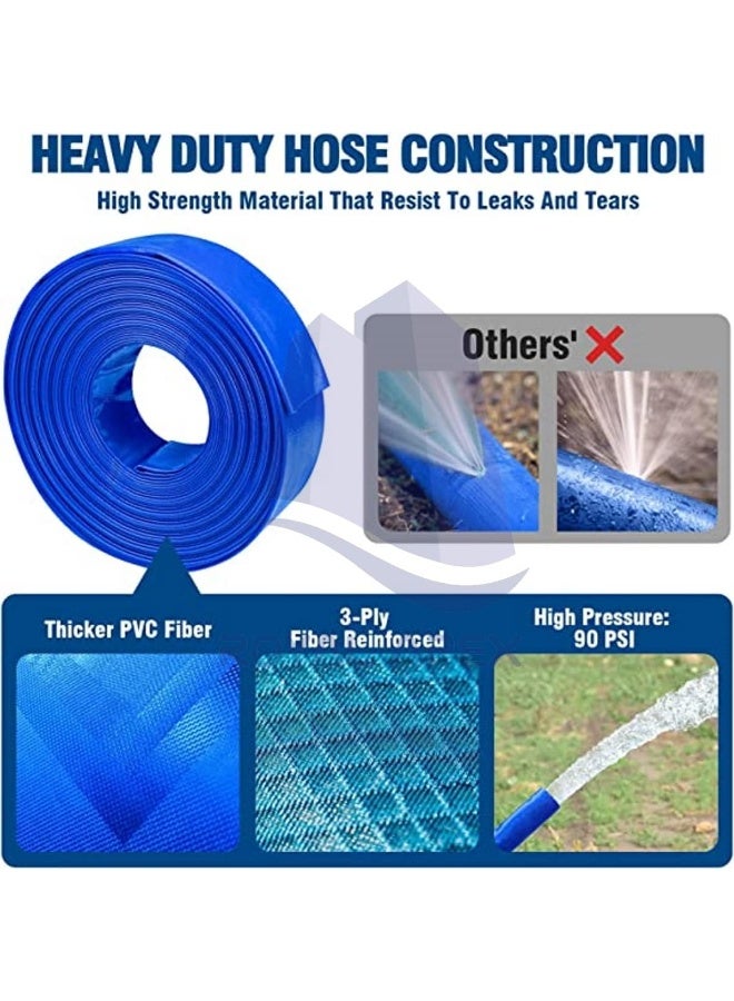 Royal Apex Heavy Duty Reinforced Lay Flat Discharge Hose Pipe For Pump Irrigation-Weather And Chemical Resistant Pool Hoses For Inground Pools Filter Hose And Drain Hose 0Mtr 3"  - Image 3