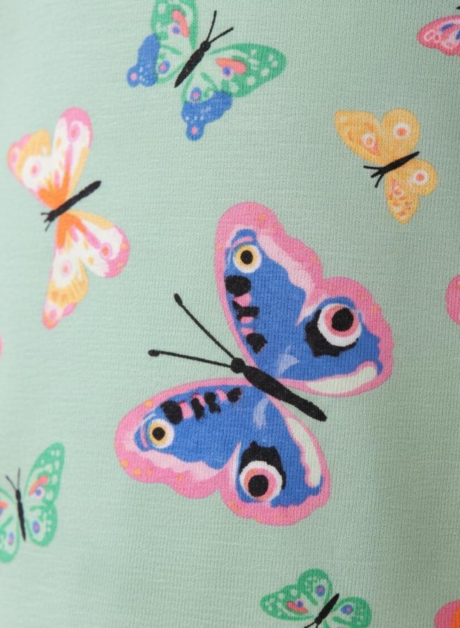 Anthrilo Girls Green Butterfly Cotton T-Shirt and Shorts Set - Image 4