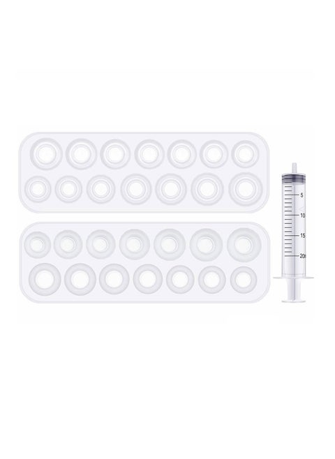 2 Pieces Resin Ring Molds Silicone Ring Molds Assorted Sizes Ring Casting Mold Resin Casting Circle Jewelry Molds with Syringe in 20 ml for DIY Craft Ring Making