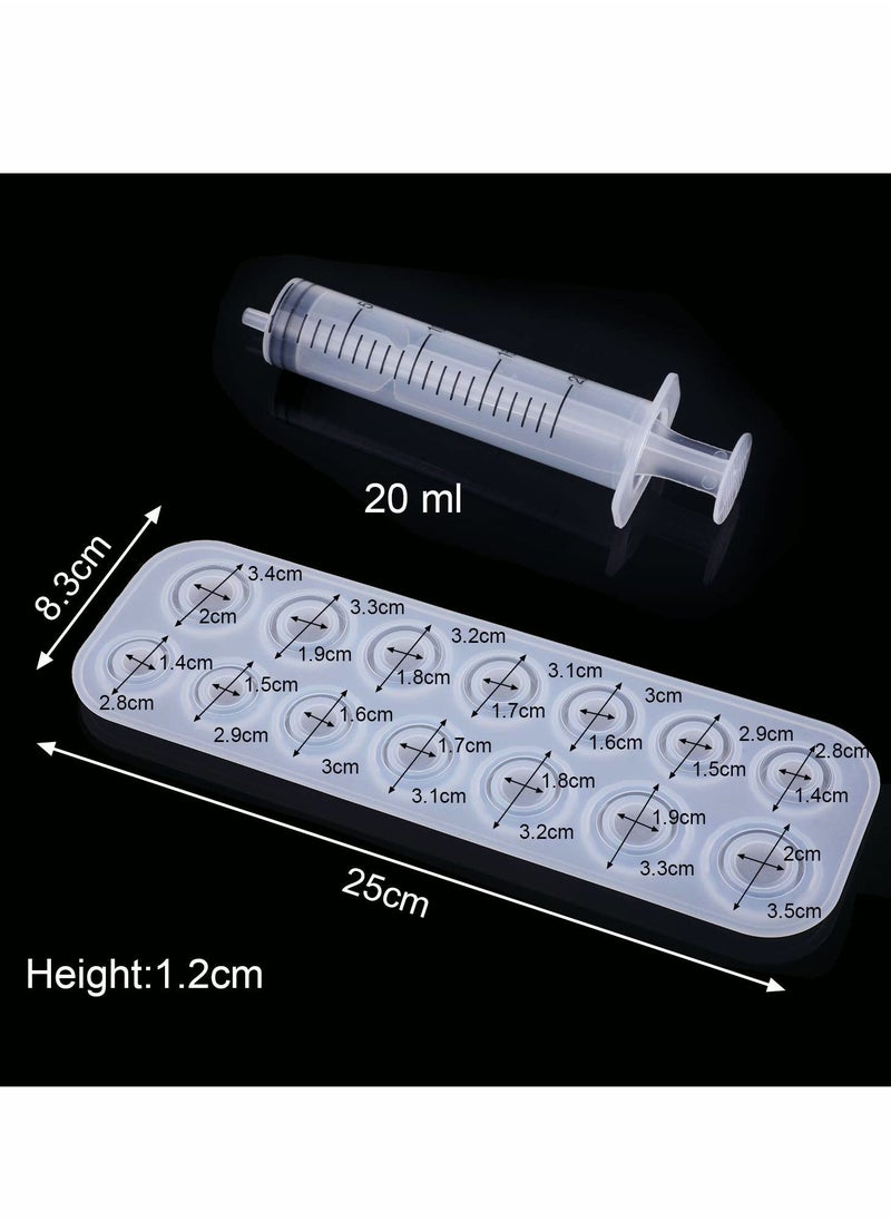 2 Pieces Resin Ring Molds Silicone Ring Molds Assorted Sizes Ring Casting Mold Resin Casting Circle Jewelry Molds with Syringe in 20 ml for DIY Craft Ring Making