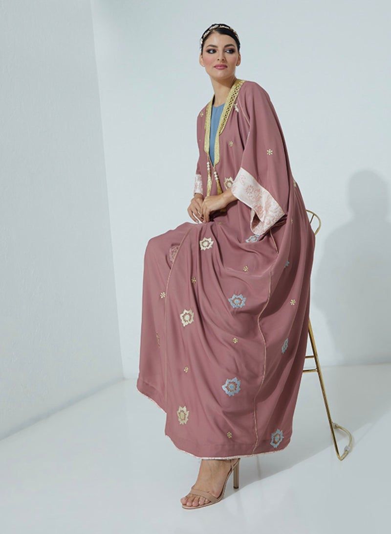 روزيت عباية بشت أنيق بتصميم تطريز الزهور - Image 4