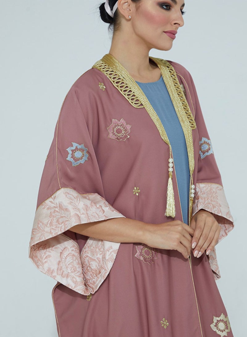 روزيت عباية بشت أنيق بتصميم تطريز الزهور - Image 2