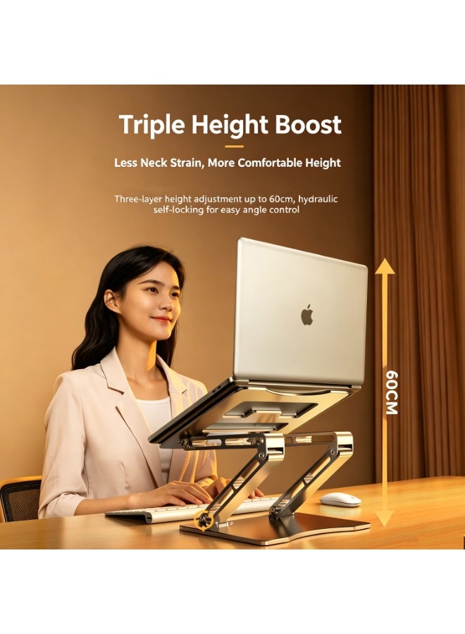 Adjustable Portable Folding Laptop Stand ,Laptop Stand Aluminum Alloy Adjustable Eye Level Ergonomic Height Laptop Riser Holder Compatible - Image 4