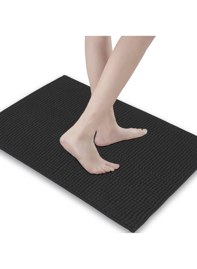 Lavish Touch Set of 2 Chenille 50 x 80 cms Non Slip Extra Soft Floor Rugs Charcoal - Image 2