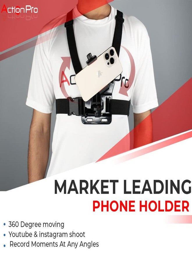 Action Pro Adjustable Chest Harness Strap Mount Phone Holder J Hook Quick Conversion Block Head Adapter Thumb Screw Compatible with Mobile Phone and 13 12 11 10 9 8 7 6 5 4 All Cameras (ABS, Black) - Image 3