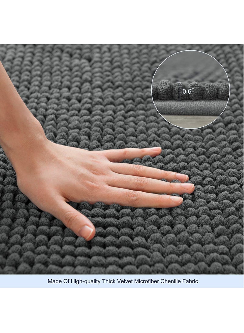 TYCOM Bathroom Rugs Bath Mat Non Slip Fluffy Soft Plush Microfiber Shower Carpet Rug Washable Non-Slip Carpet Mat for Bathroom Floor 50 By 120 CM Short Fiber Dark Grey.  - Image 5