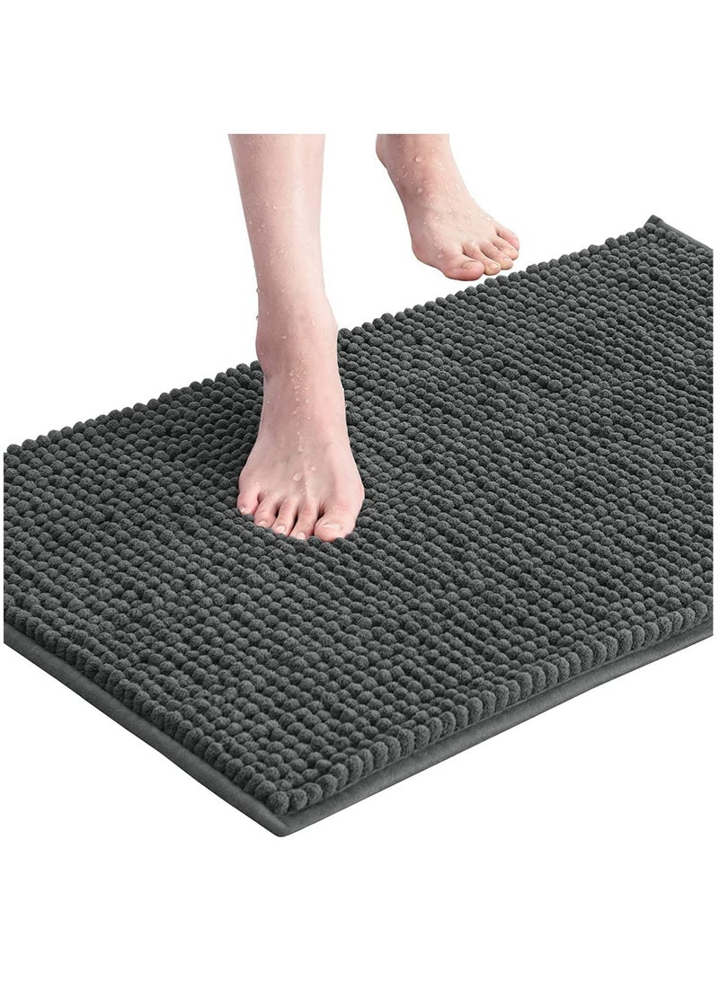 TYCOM Bathroom Rugs Bath Mat Non Slip Fluffy Soft Plush Microfiber Shower Carpet Rug Washable Non-Slip Carpet Mat for Bathroom Floor 50 By 120 CM Short Fiber Dark Grey.  - Image 2