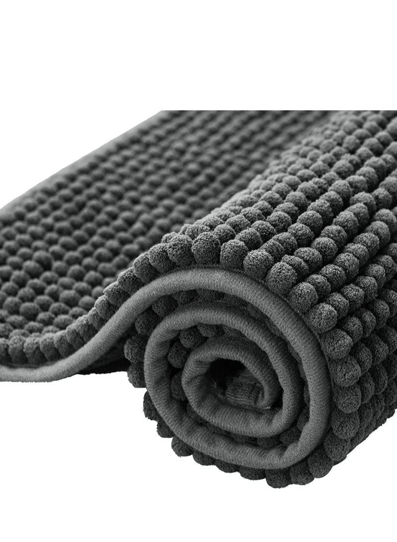TYCOM Bathroom Rugs Bath Mat Non Slip Fluffy Soft Plush Microfiber Shower Carpet Rug Washable Non-Slip Carpet Mat for Bathroom Floor 50 By 120 CM Short Fiber Dark Grey.  - Image 4