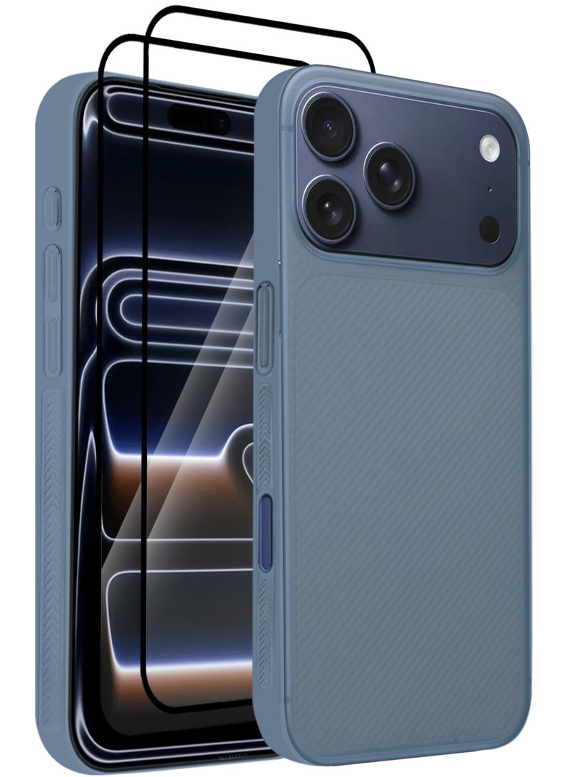 CATANES 3Packs Case Cover for iPhone 17 Pro Max, Air Skin Line Design Back Cover, Sturdy Durable Ultra-Thin Case, Drop Protection Cover Clear with Two 3D Screen Protectors - Light Blue