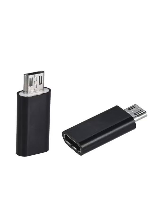 Type-C USB-C Female To Micro USB Male Sync Data Converter Black - Image 2