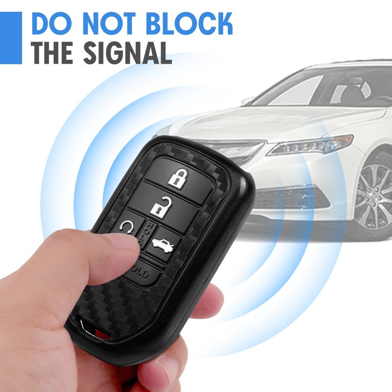 WORCAS Key Fob Case Carbon Fiber Pattern Silicone Cover Compatible with Honda Accord Touring Civic CR-V Insight Insight EX Odyssey Passport Pilot 5 Button Keyless Entry Remote - Image 5