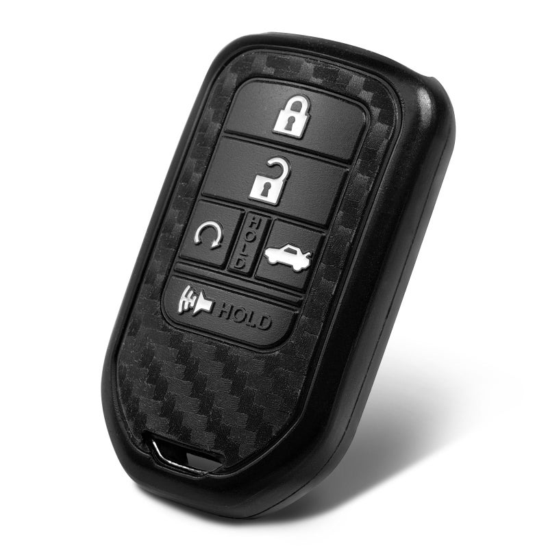 WORCAS Key Fob Case Carbon Fiber Pattern Silicone Cover Compatible with Honda Accord Touring Civic CR-V Insight Insight EX Odyssey Passport Pilot 5 Button Keyless Entry Remote - Image 1