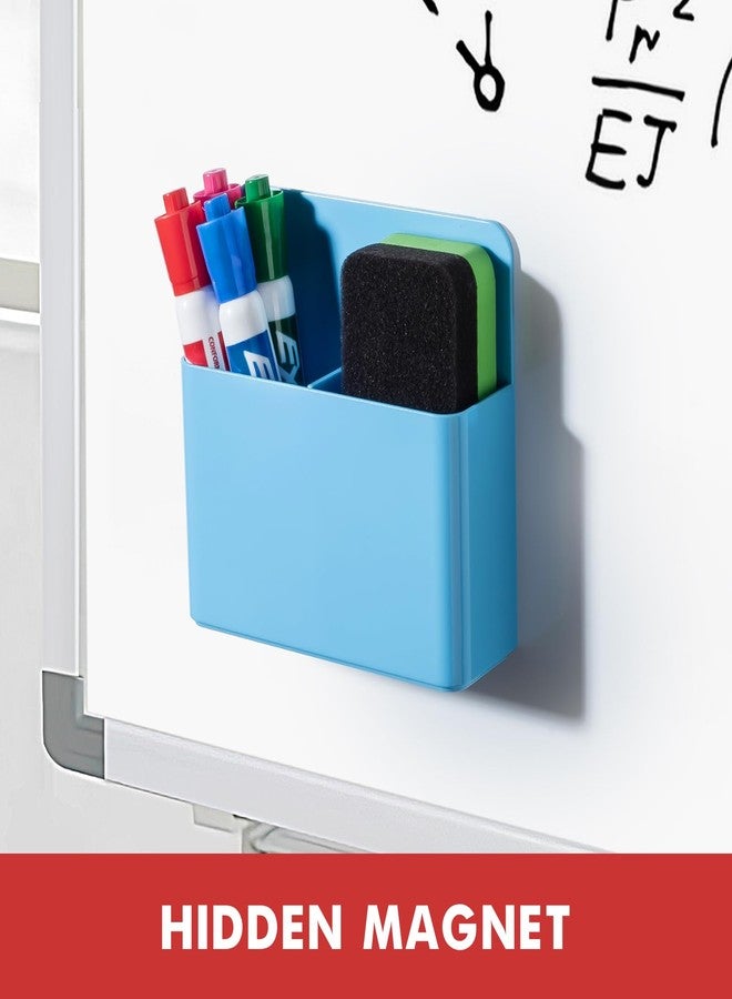 BEYGORM 2 Pack Plastics Magnetic Pen Holder for Refrigerator, Dry Erase Marker Holder for Whiteboard，Magnet School Locker Organizer Accessories, Pencil Cup, Pen Caddy, Classroom Organization(Blue) - Image 3