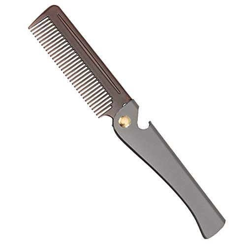Avenoir Stainless Steel Folding Comb, Pocket Comb for Men and Women, Black - Image 1