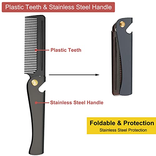 Avenoir Stainless Steel Folding Comb, Pocket Comb for Men and Women, Black - Image 3