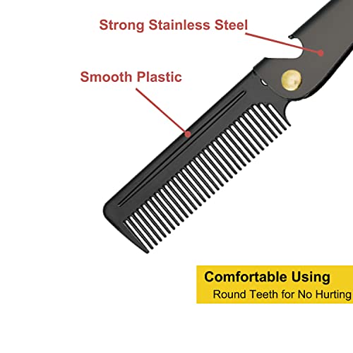 Avenoir Stainless Steel Folding Comb, Pocket Comb for Men and Women, Black - Image 4