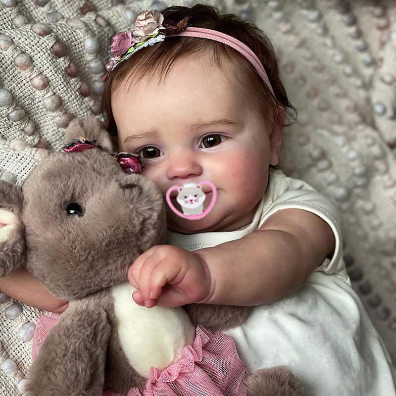 TERABITHIA 20 Inches Real Baby Size Rooted Hair Lifelike Smiling Reborn Baby Doll Crafted in Full Body Silicone Vinyl Anatomically Correct Realistic Newborn Girl Dolls Waterproof Toy for Girls - Image 3