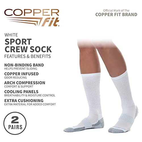 Copper Fit Crew Sport Socks-2 Pack, White, Large/X-Large - Image 3
