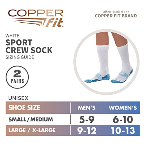Copper Fit Crew Sport Socks-2 Pack, White, Large/X-Large - Image 4