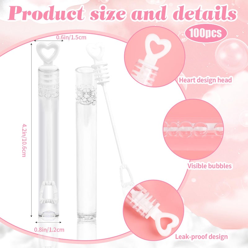 FOIMAS 100pcs Mini Wedding Bubble Wand,White Heart Bubble Wand for Guest Wedding Party Favor Bachelorette Party Valentines Day Party Decoration Supply - Image 2