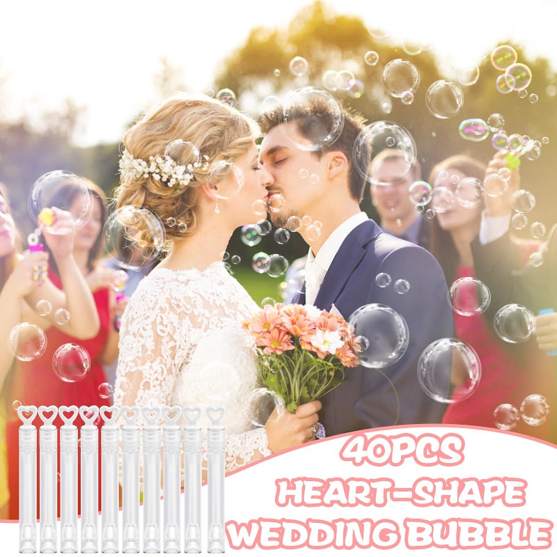 FOIMAS 100pcs Mini Wedding Bubble Wand,White Heart Bubble Wand for Guest Wedding Party Favor Bachelorette Party Valentines Day Party Decoration Supply - Image 4
