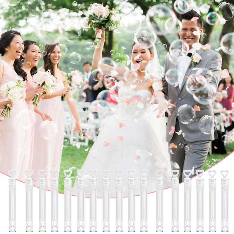 FOIMAS 100pcs Mini Wedding Bubble Wand,White Heart Bubble Wand for Guest Wedding Party Favor Bachelorette Party Valentines Day Party Decoration Supply - Image 5