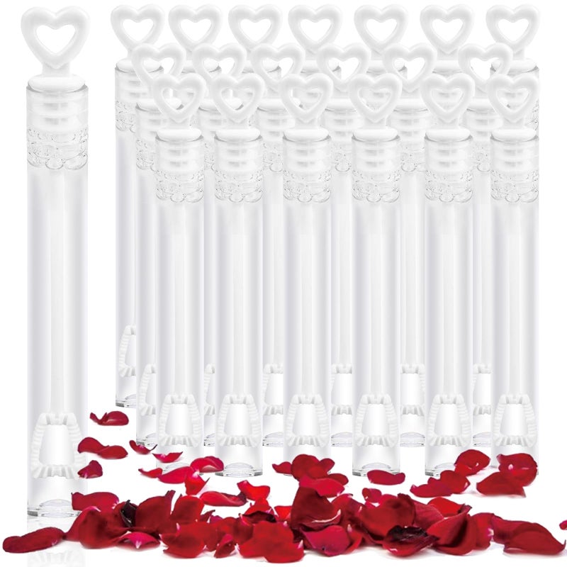 FOIMAS 100pcs Mini Wedding Bubble Wand,White Heart Bubble Wand for Guest Wedding Party Favor Bachelorette Party Valentines Day Party Decoration Supply - Image 1