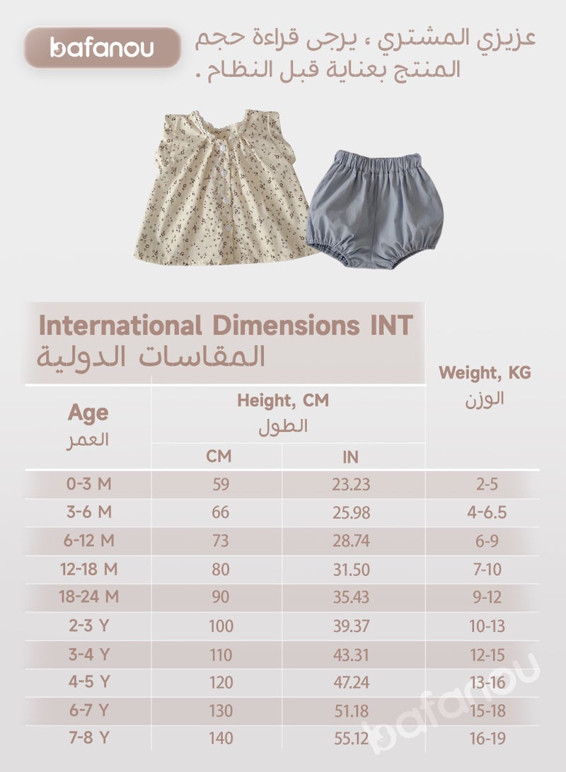 Bafanou Bafanou Summer Infant Girls Floral Printed Clothes Sets Baby Top Shorts 2 pcs Set Newborn Sleeveless Cotton Clothing  - Image 3