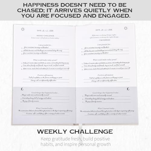Thboxes Daily Gratitude Journal for Women & Men, 8.4 X 5.7 Inch Undated, 5 Minute Journal for Happiness, Mindfulness, Reflection, Daily Affirmations, Off White - Image 4
