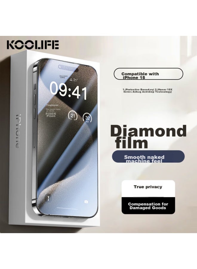 Koolife Tempered Glass Screen Protector For Iphone 15 Pro, Full Coverage Glass Film For Apple 15 Pro, Anti-dust, Hd, Ultra-thin, Shatterproof, Fingerprint-resistant - Image 1