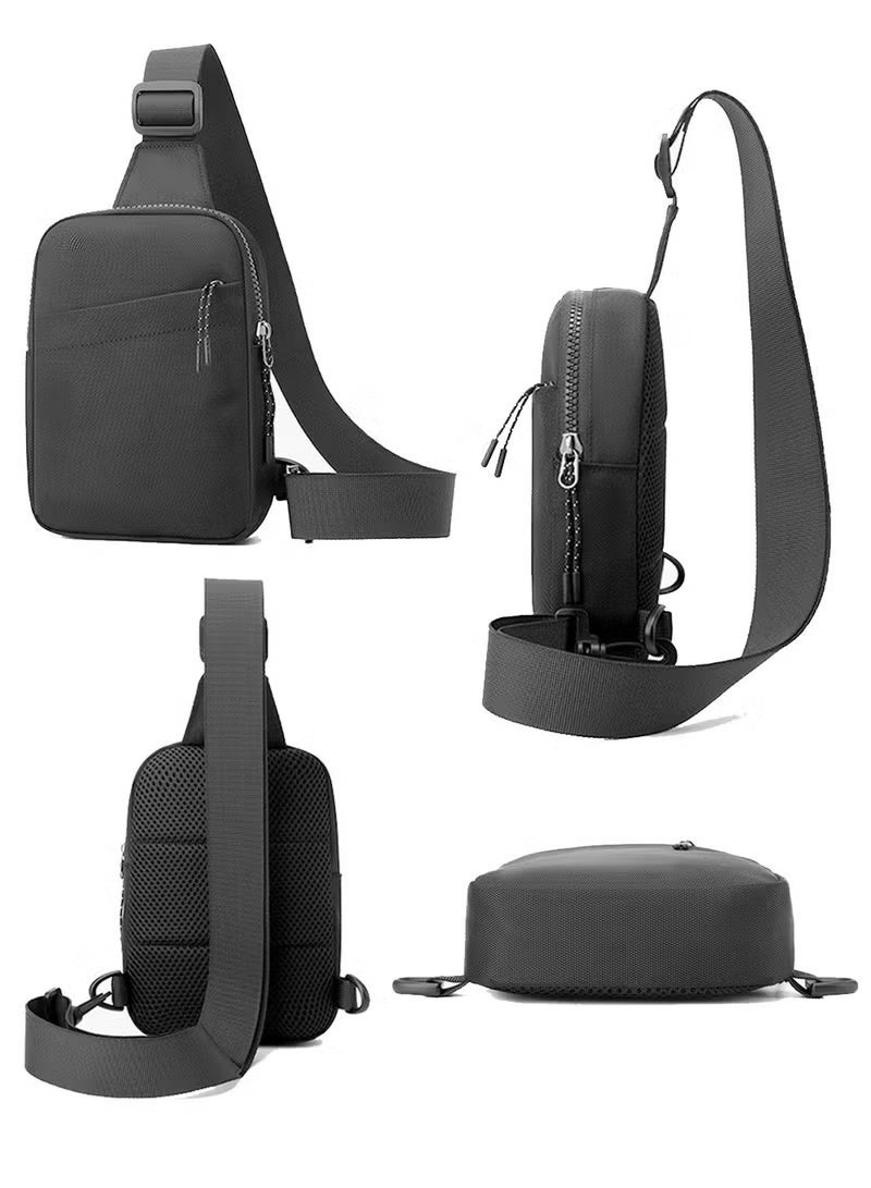 Small Sling Bag for Men Women Waterproof Crossbody Fanny Packs Purses Chest Bags with Adjustable Shoulder Belt for Travel Sport Camping (Black) - Image 2