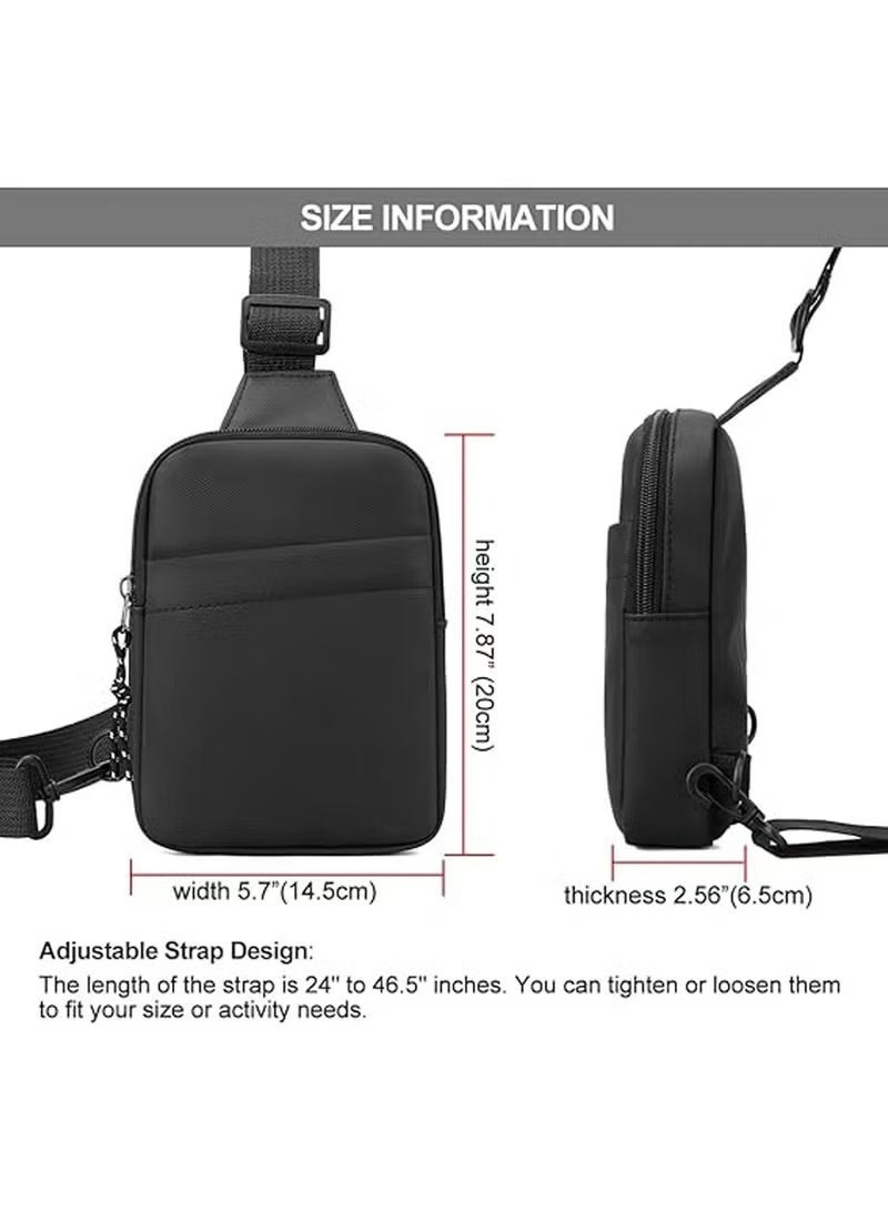 Small Sling Bag for Men Women Waterproof Crossbody Fanny Packs Purses Chest Bags with Adjustable Shoulder Belt for Travel Sport Camping (Black) - Image 3
