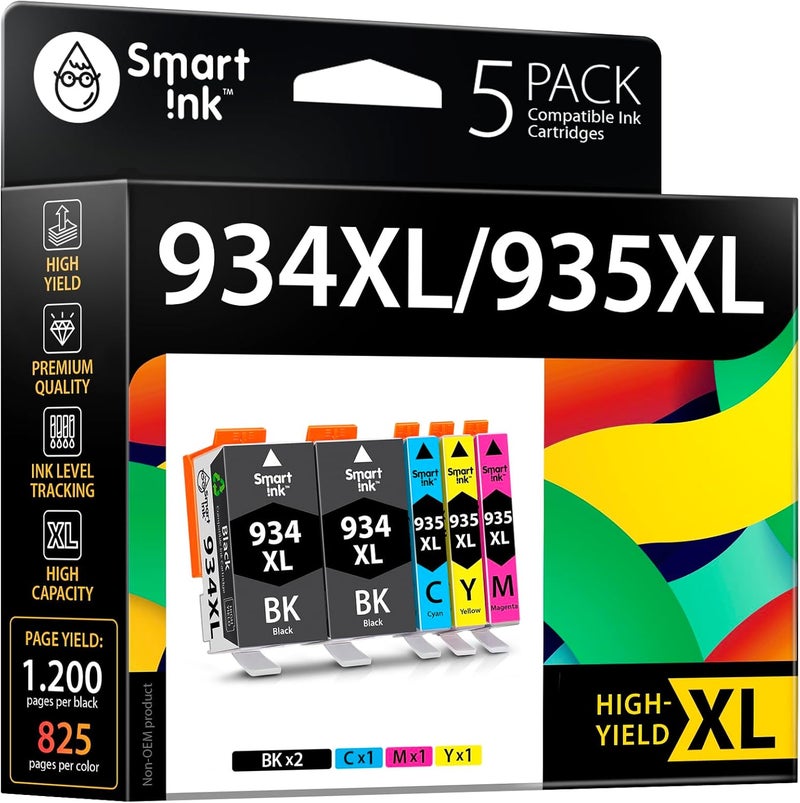 Smart Ink Compatible Ink Cartridge Replacement for HP 934 XL 935 935XL 934XL for Officejet Pro 6230 6830 6835 Officejet 6220 6812 6815 6820 (2BK & C/M/Y 5 Pack Combo) - Image 1