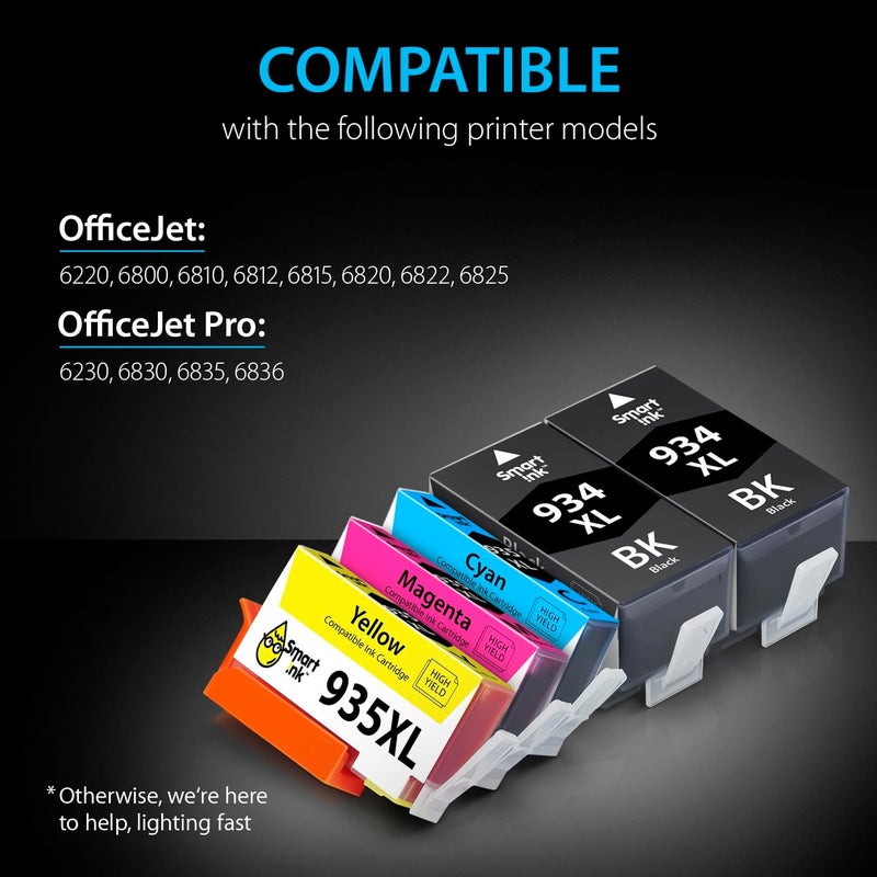 Smart Ink Compatible Ink Cartridge Replacement for HP 934 XL 935 935XL 934XL for Officejet Pro 6230 6830 6835 Officejet 6220 6812 6815 6820 (2BK & C/M/Y 5 Pack Combo) - Image 2