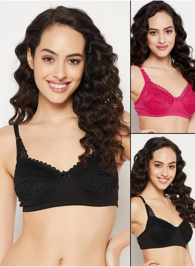 Clovia Clovia Pack of 2 - Lace Non-Padded Non-Wired Full Cup Bra