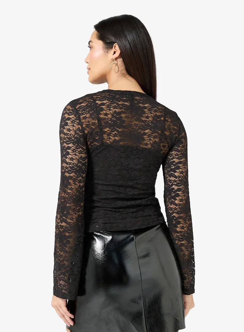 VERO MODA Vmkanya Lace Detail Long Sleeve Top