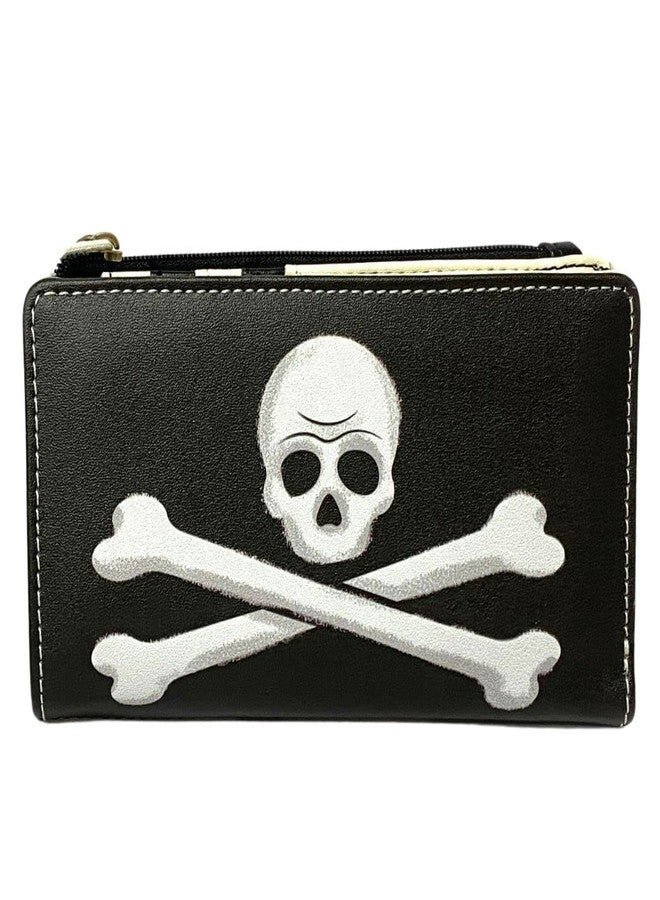 Loungefly Captain Hook Pirate Skull Peter Pan All-Over-Print Faux Leather Flap Wallet with Snap Closure - Image 1