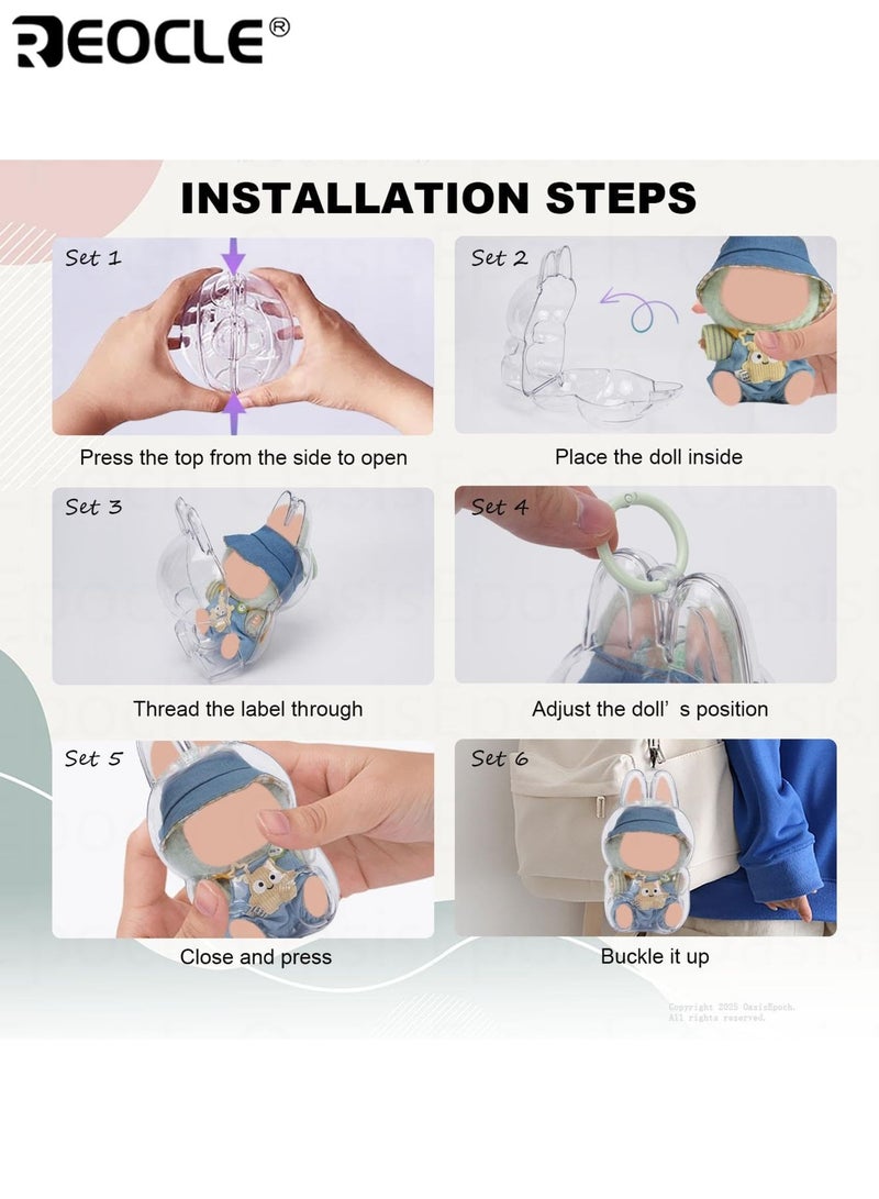 REOCLE 2PCS Hanging Protective Case for Cartoon Plush Doll Clear Figure Display Bag Plastic Protective Cover Transparent Storage Dustproof Anti-Stain Ideal for Plush Doll Collectors - Image 5