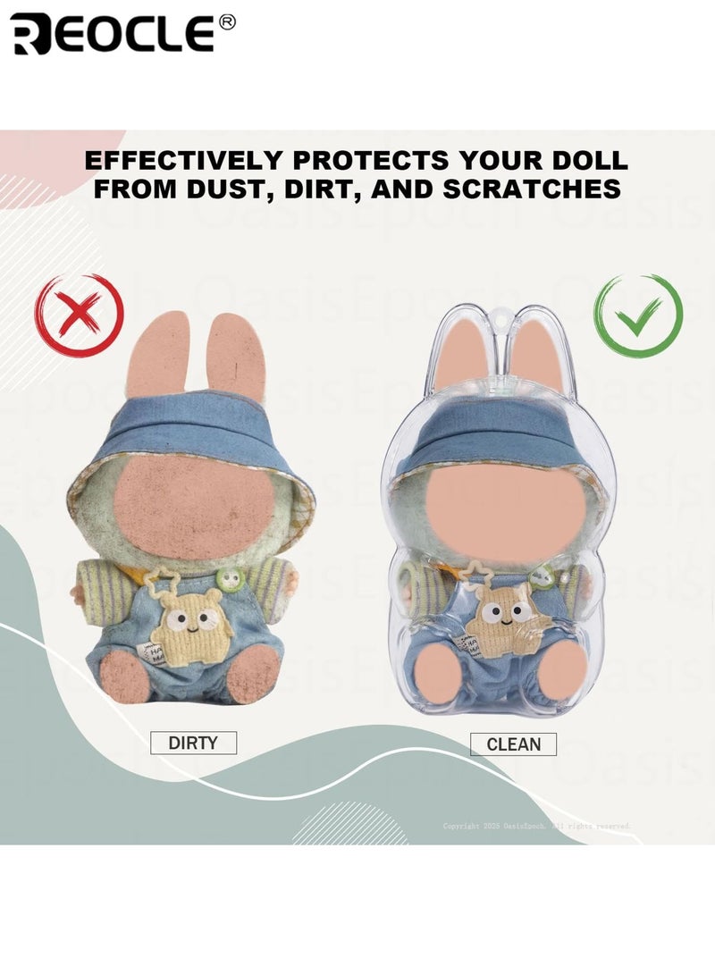 REOCLE 2PCS Hanging Protective Case for Cartoon Plush Doll Clear Figure Display Bag Plastic Protective Cover Transparent Storage Dustproof Anti-Stain Ideal for Plush Doll Collectors - Image 2