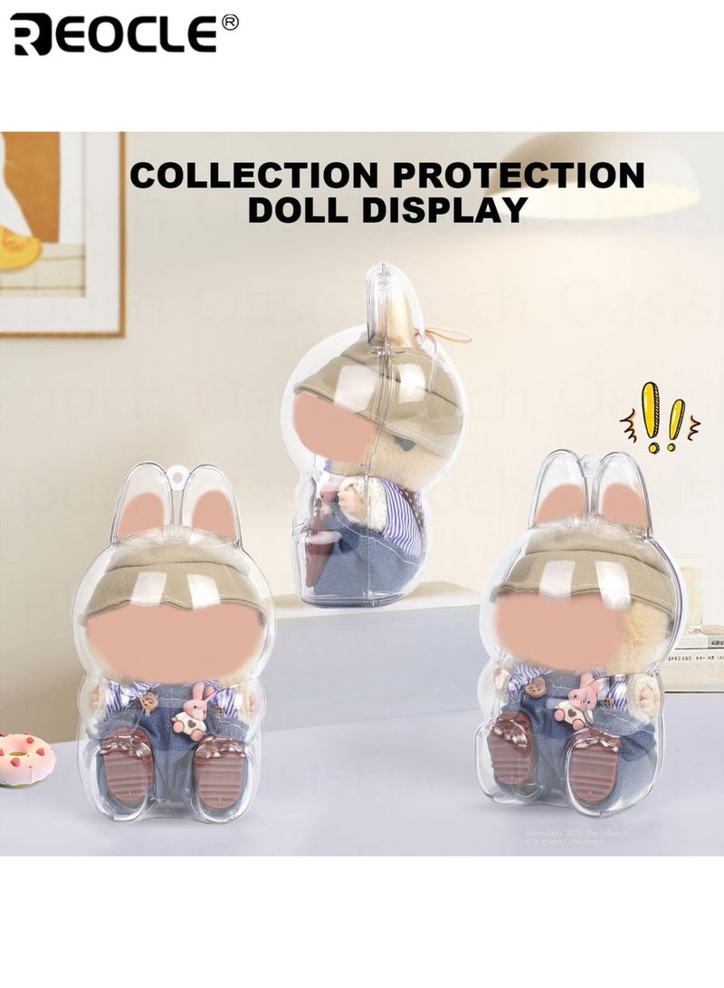 REOCLE 2PCS Hanging Protective Case for Cartoon Plush Doll Clear Figure Display Bag Plastic Protective Cover Transparent Storage Dustproof Anti-Stain Ideal for Plush Doll Collectors - Image 3