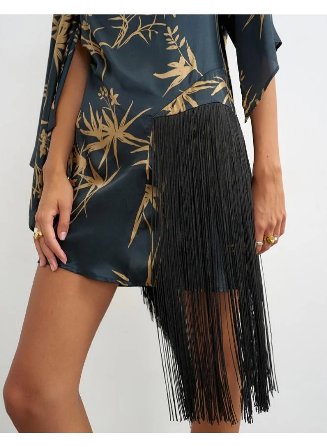 Topshop Fringed Mini Dress