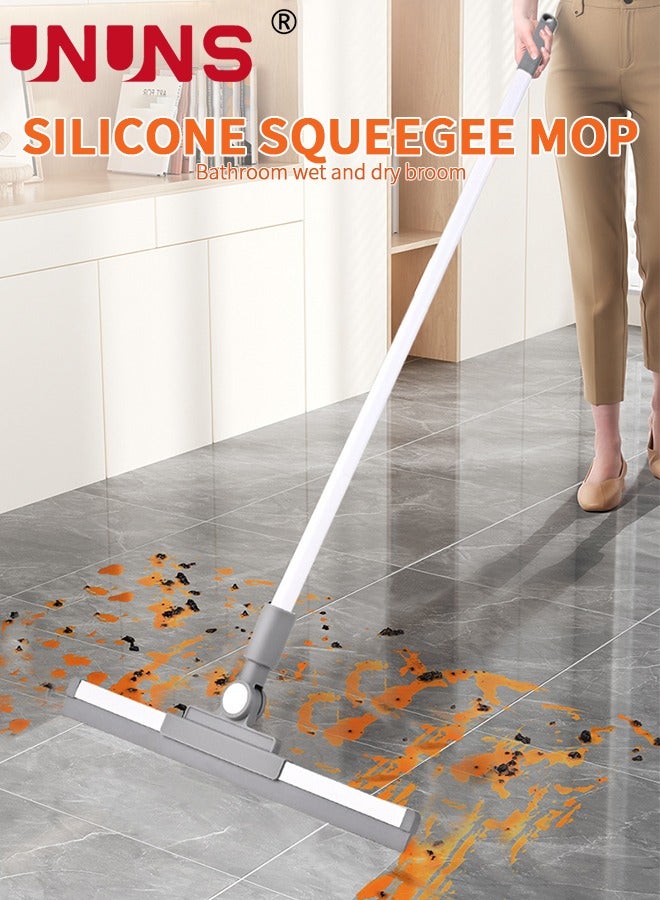 UNUNS Multifunction Magic Broom,Silicone Floor Squeegee Broom,Rubber Squeegee Sweeping Tool,4 in 1 Floor Scraping Sweeper Wiper For Bathroom,Shower,Kitchen Pet Hair Fur Marble Tile Glass Cleaning,Grey - Image 2
