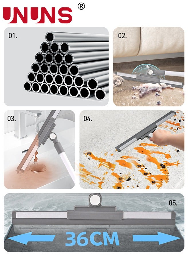 UNUNS Multifunction Magic Broom,Silicone Floor Squeegee Broom,Rubber Squeegee Sweeping Tool,4 in 1 Floor Scraping Sweeper Wiper For Bathroom,Shower,Kitchen Pet Hair Fur Marble Tile Glass Cleaning,Grey - Image 3