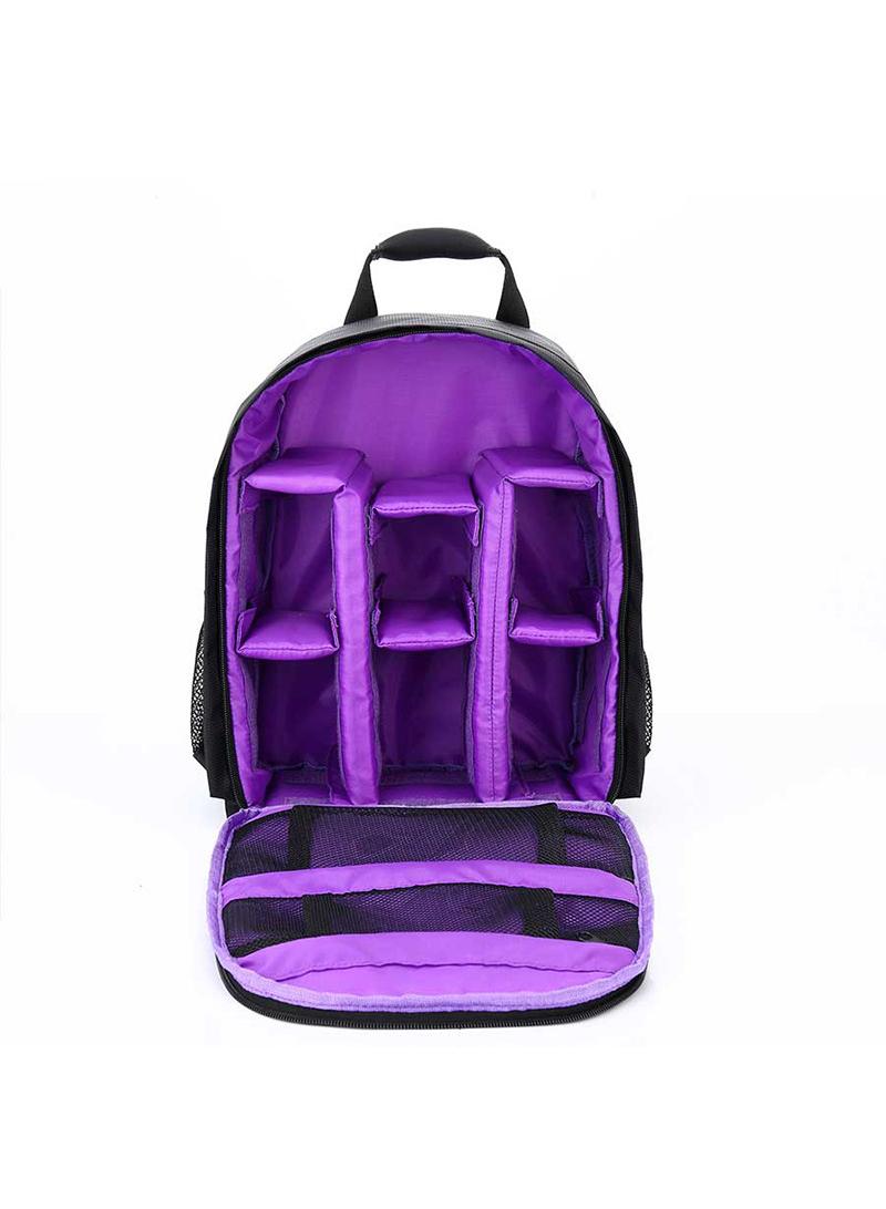 1 PCS Nylon DSLR Camera Backpack With Rain Cover Purple - Image 2