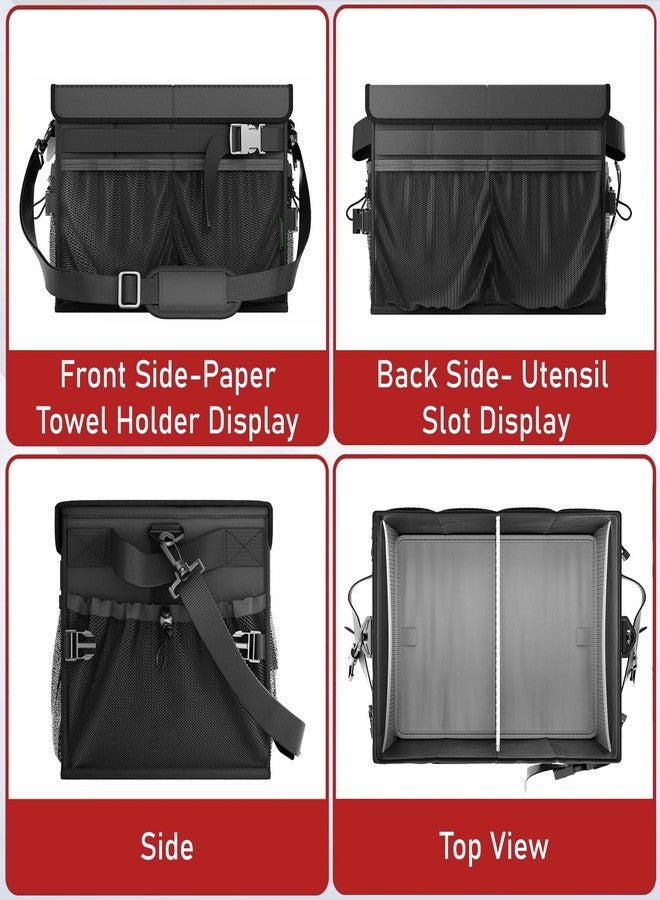 FANGSUN Grill Caddy, BBQ Caddy with Lid & Paper Towel Holder, Picnic Griddle Caddy for Outdoor Camping, Barbecue Accessories Organizer for Utensil Grilling Tool, Must Haves for Camper, Tailgate, RV - Image 5