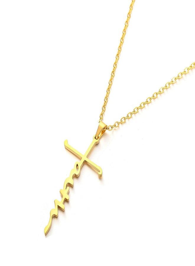 VIEN® Jesus Cross Pendant Necklace Religious Jewellery Unisex Chain Christian Symbol Stainless Steel Locket (GOLD) - Image 1