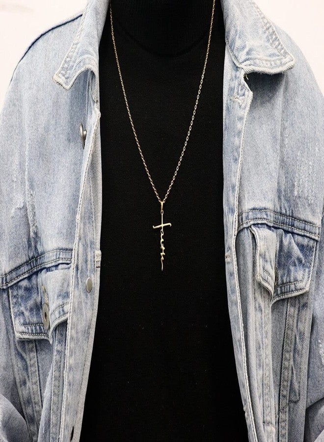 VIEN® Jesus Cross Pendant Necklace Religious Jewellery Unisex Chain Christian Symbol Stainless Steel Locket (GOLD) - Image 2